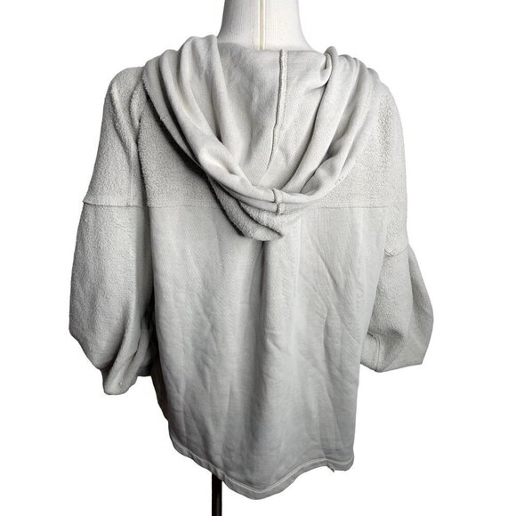 Free People Britney Cardi Jacket Hooded Sweatshirt Zip Front Oatmeal Size M NWT - Picture 9 of 10